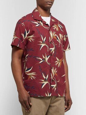 J.CREW WALLACE & BARNES Birds of Paradise Cotton Short Sleeve Camp Shirt, Size M